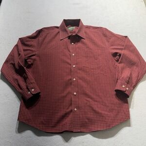Eddie Bauer Men's L Long Sleeve Red Plaid Button Up Shirt Cotton Casual Workwear